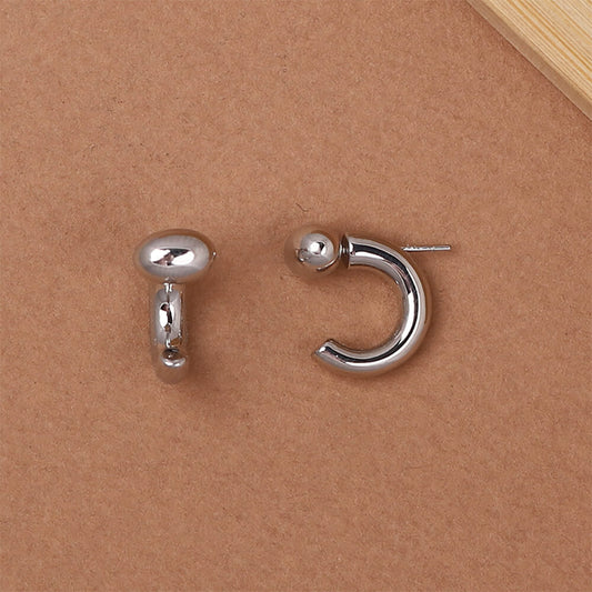 Sleek Silver-Toned Minimalist Huggie Hoop Earrings