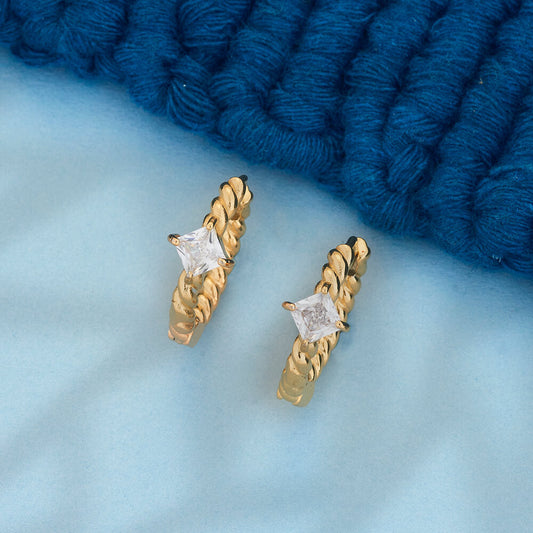 Chic Gold-Toned Pave Hoop Earrings