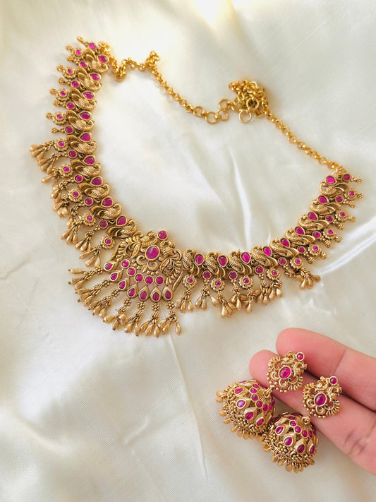 Exquisite Antique Gold-Toned Temple Jewelry Set