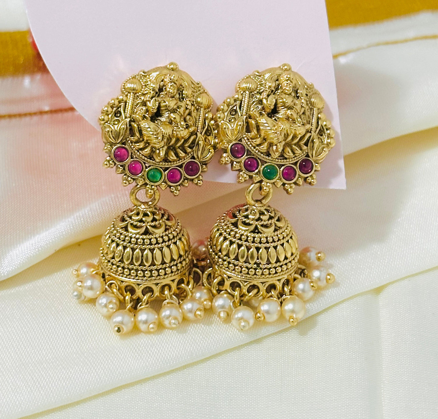 Antique Gold Necklace with Lakshmi Pendant
