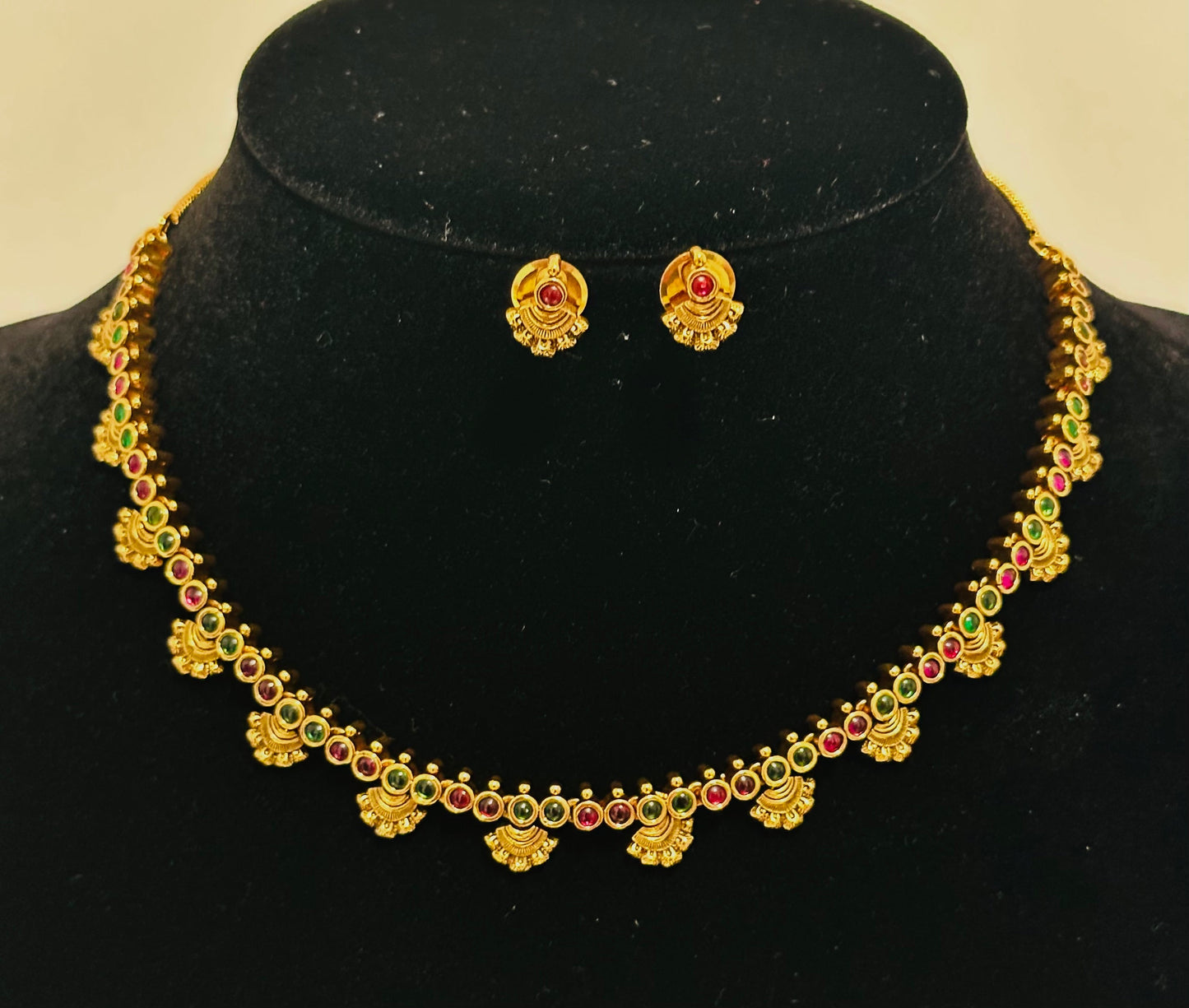 Antique Gold Choker Necklace and Earrings