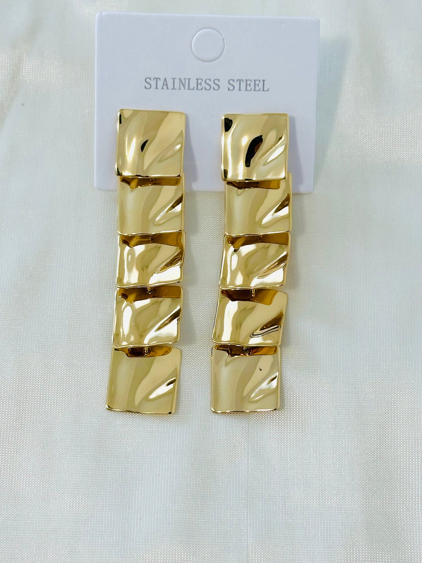 Modern Gold-Toned Geometric Drop Earrings