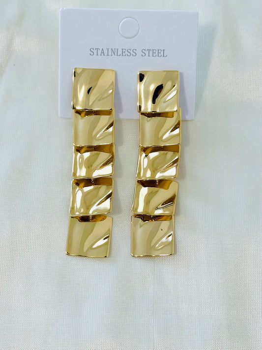 Modern Gold-Toned Geometric Drop Earrings