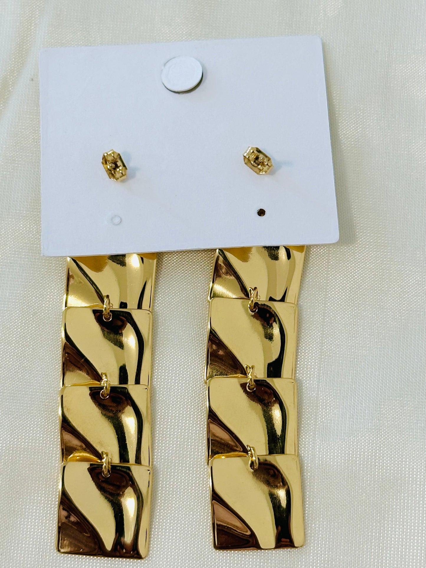 Modern Gold-Toned Geometric Drop Earrings