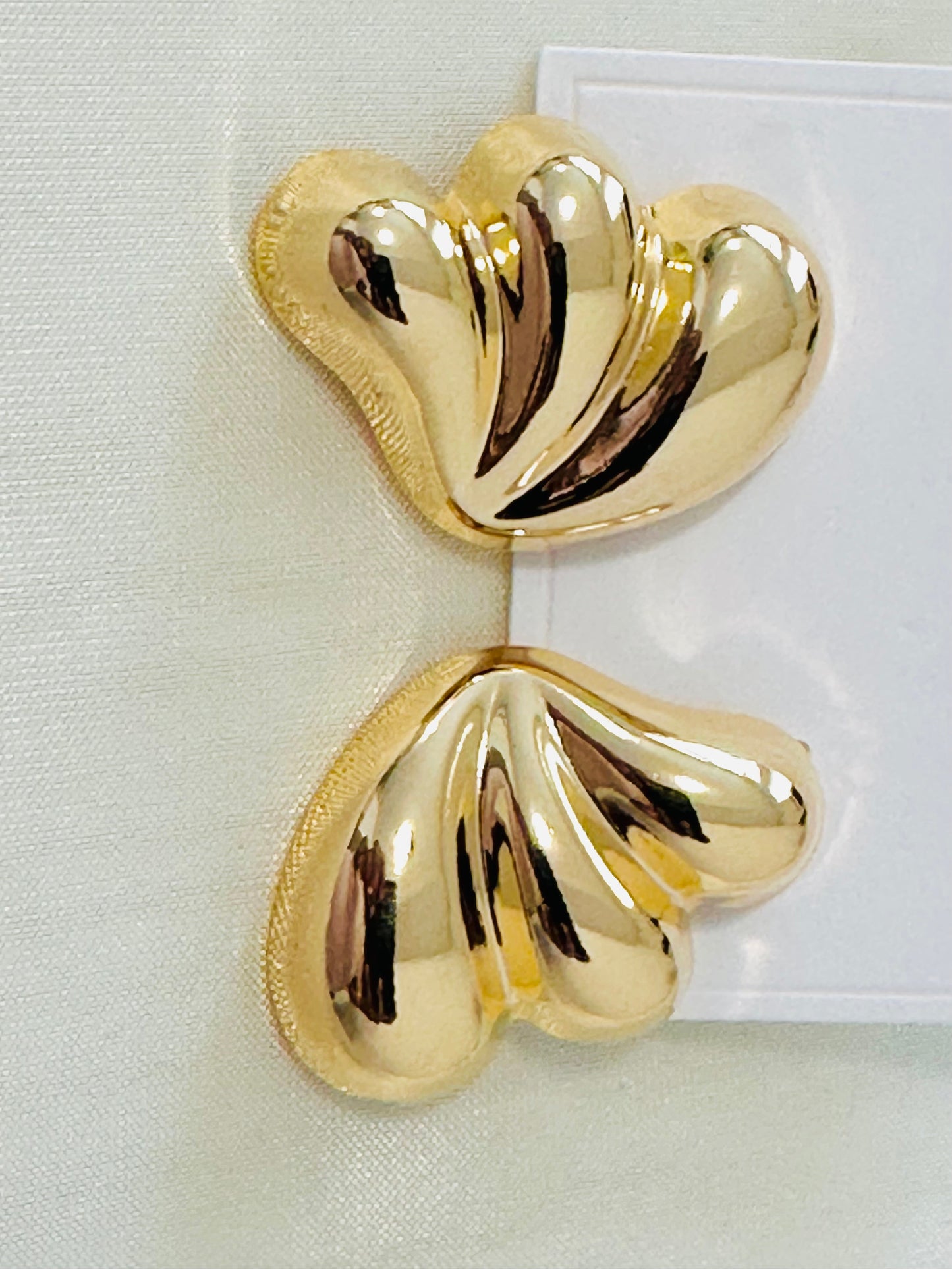 Contemporary Gold-Toned Sculptural Shell/Fan Earrings