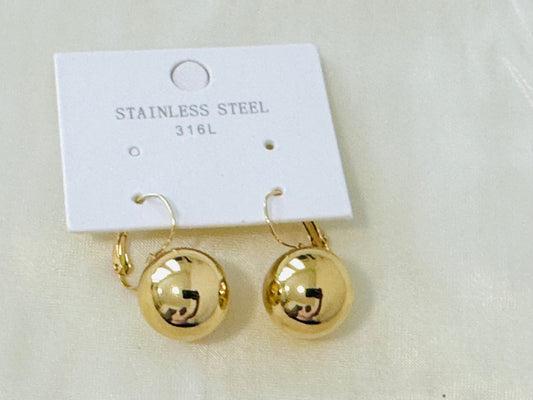 Classic Gold Dome Leverback Earrings
