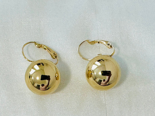 Classic Gold Dome Leverback Earrings