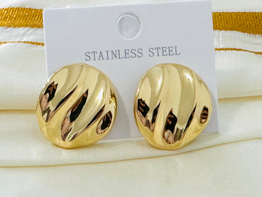 Polished Gold-Toned Sculptural Stud Earrings