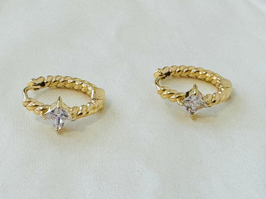 Chic Gold-Toned Pave Hoop Earrings
