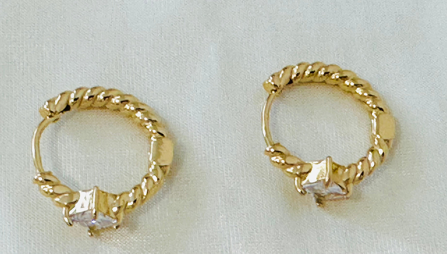 Chic Gold-Toned Pave Hoop Earrings