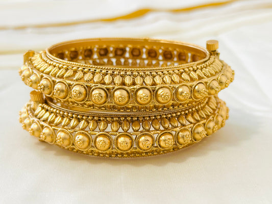 Exquisite Antique Gold-Toned Bangles (Set of 2)