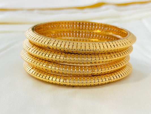 Antique Gold-Toned Cut-Out Pattern Bangles (Set of 4)