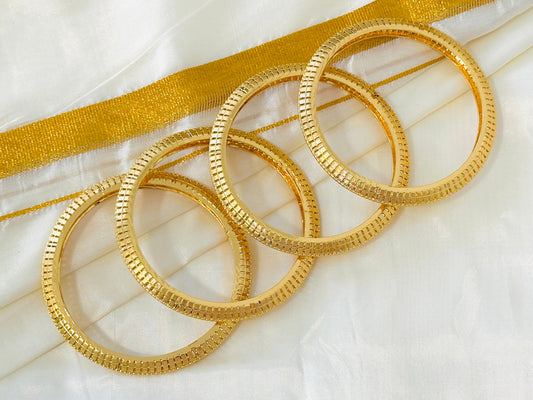 Antique Gold-Toned Cut-Out Pattern Bangles (Set of 4)