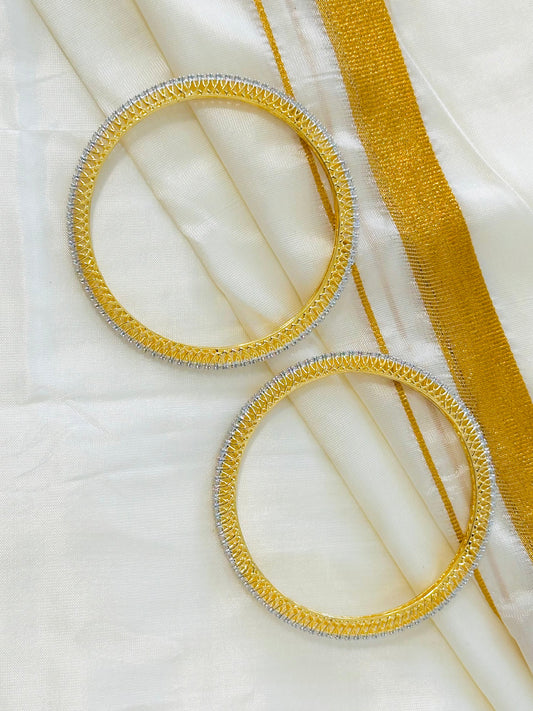 Sparkling  2 Tone Delicate Bangles (Set of 2)