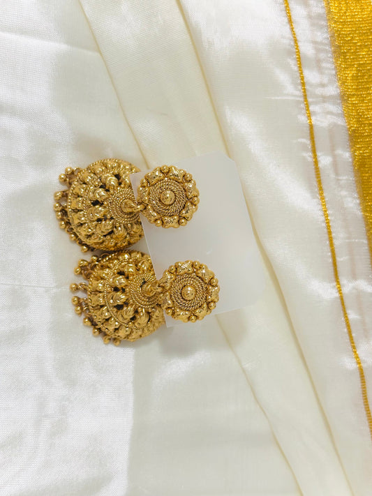 Classic Gold-Toned Traditional Jhumka Earrings