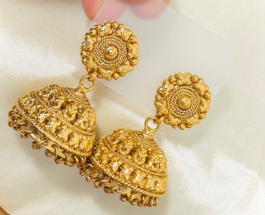 Classic Gold-Toned Traditional Jhumka Earrings