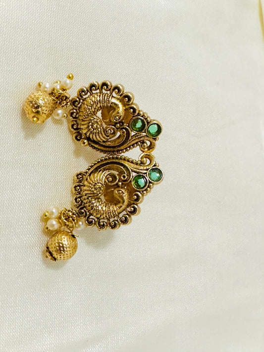 Exquisite Traditional Gold-Toned Peacock Stud Earrings