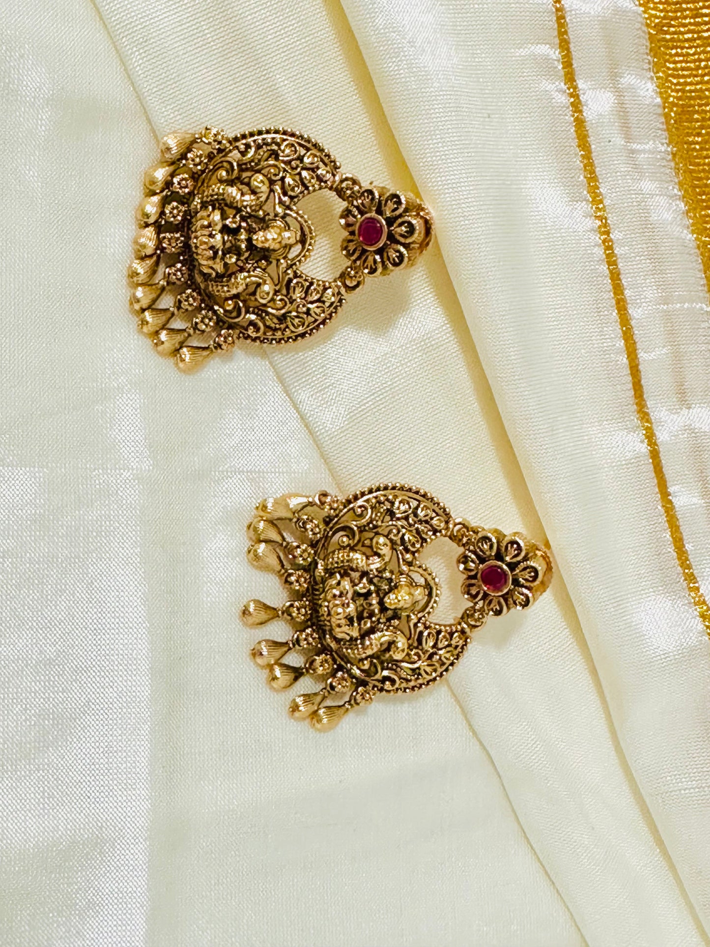 Magnificent Traditional Gold-Toned Lakshmi Temple Jhumkas
