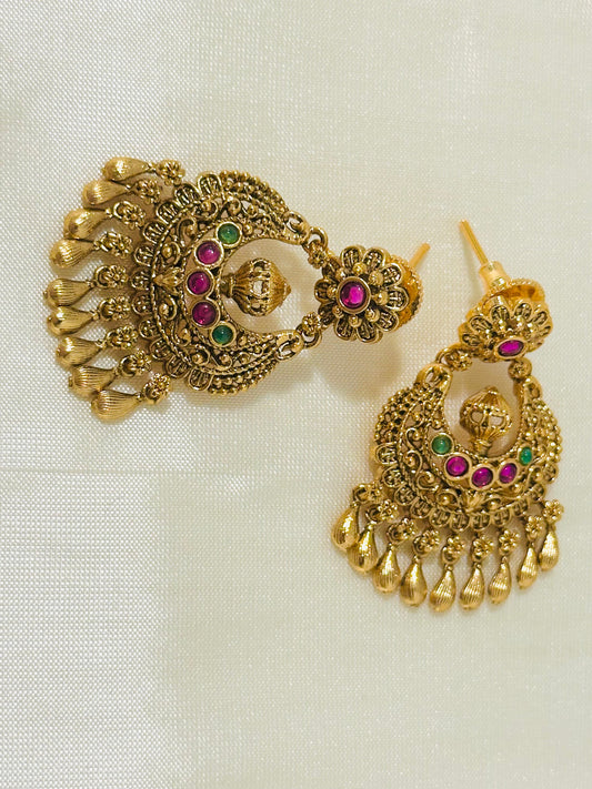 Grand Traditional Gold-Toned Jhumka Earrings