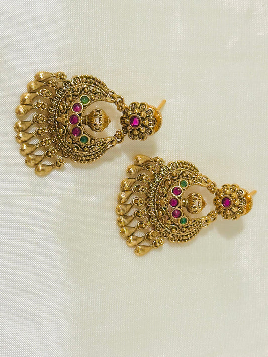 Grand Traditional Gold-Toned Jhumka Earrings