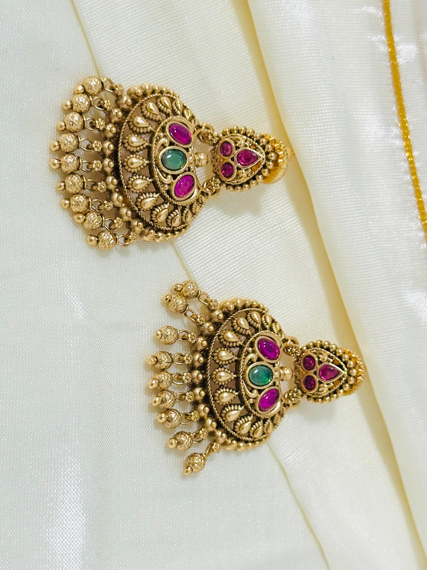 Grand Traditional Gold-Toned Chandbali Earrings