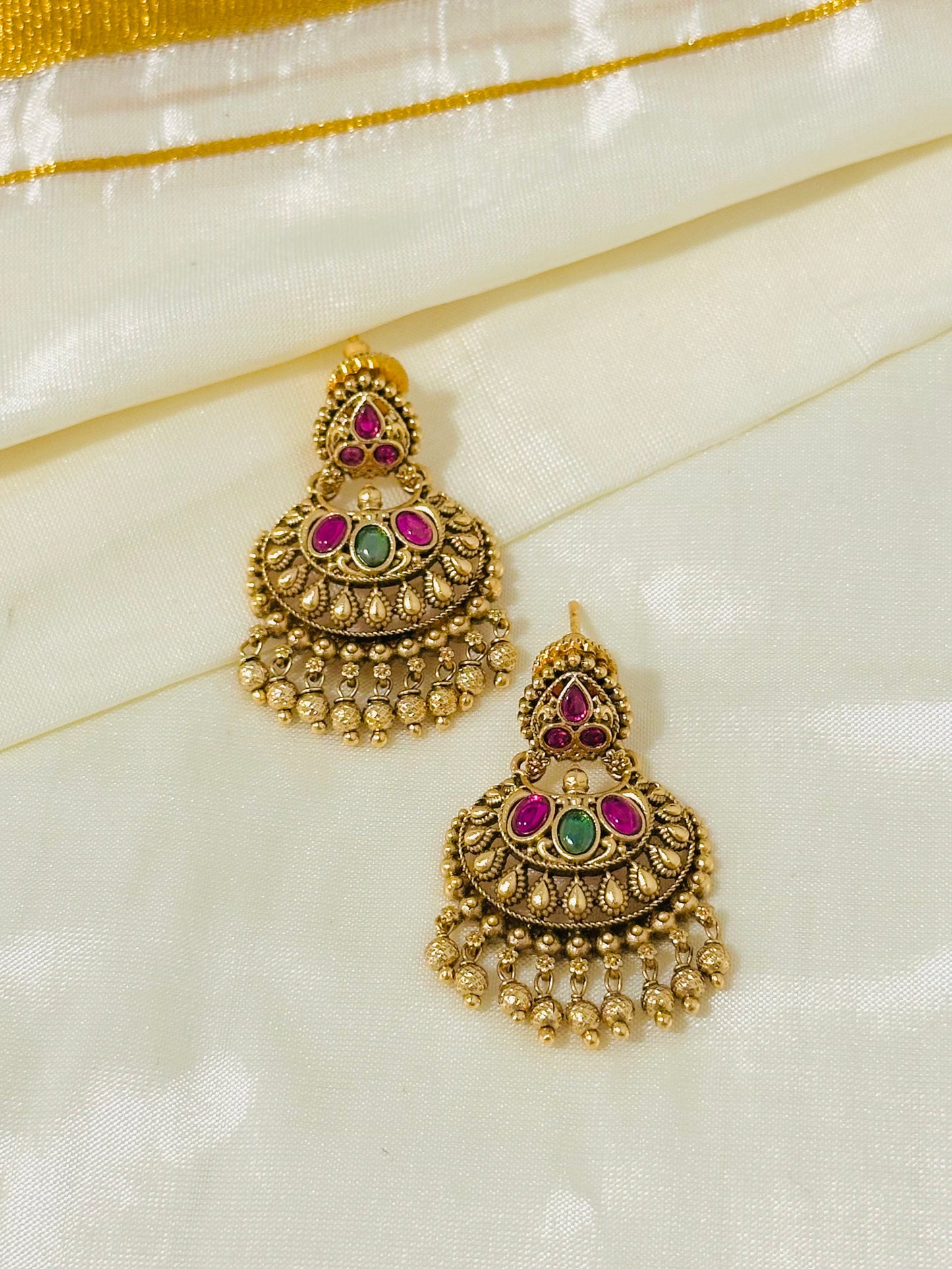Grand Traditional Gold-Toned Chandbali Earrings