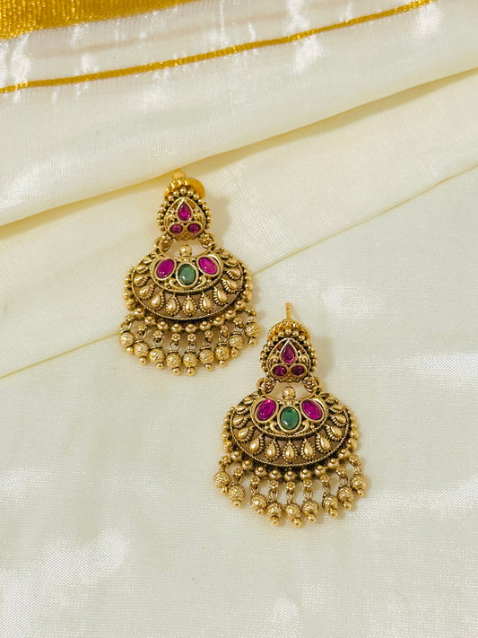 Grand Traditional Gold-Toned Chandbali Earrings