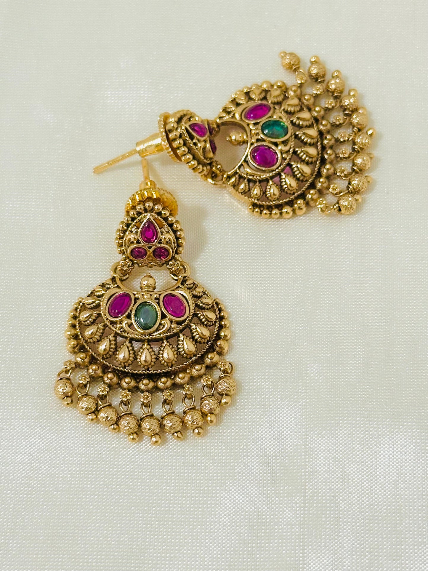 Grand Traditional Gold-Toned Chandbali Earrings