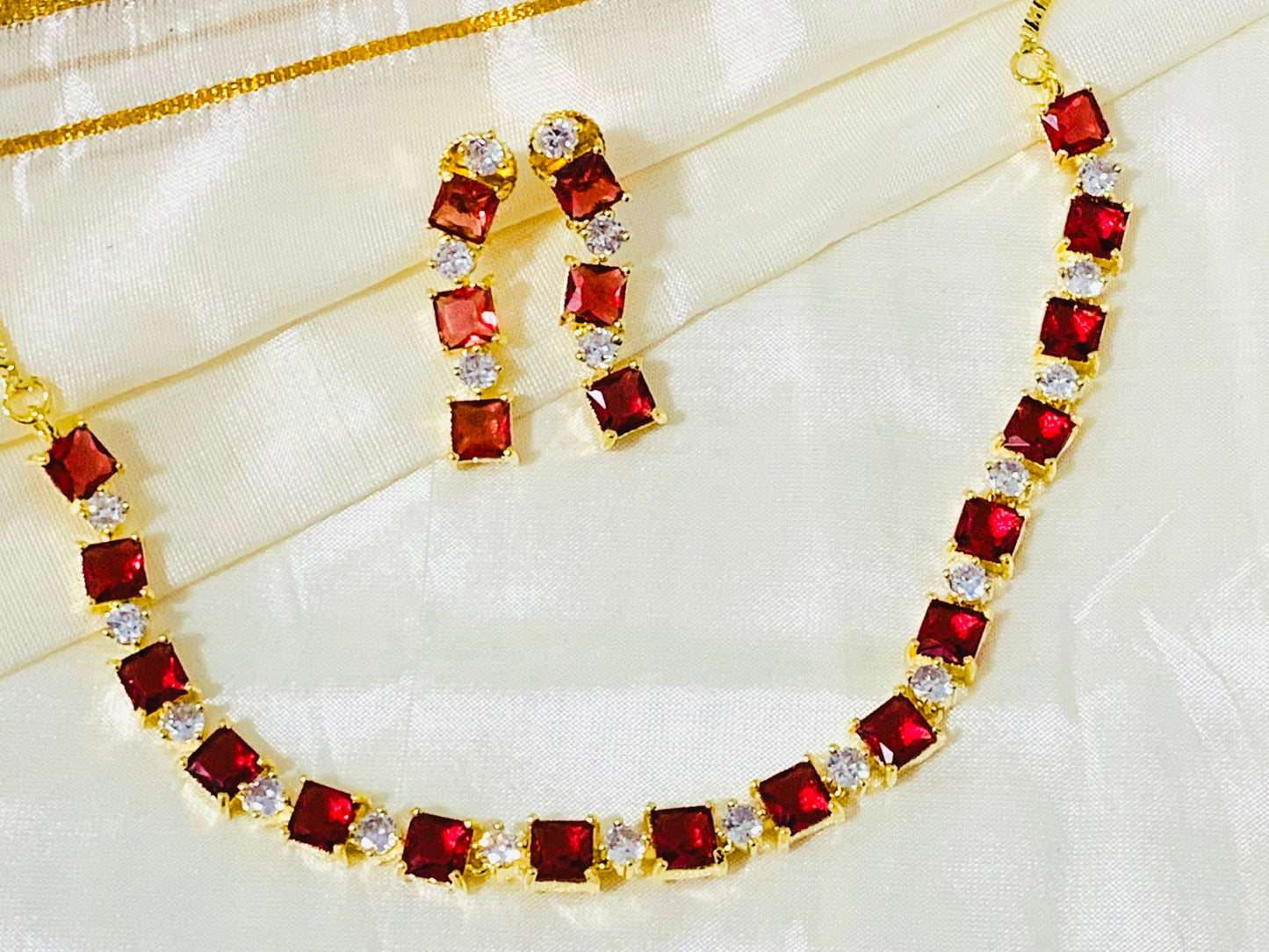 Vibrant color Stone Necklace and Earring Set