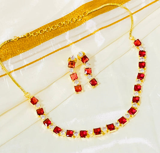 Vibrant color Stone Necklace and Earring Set