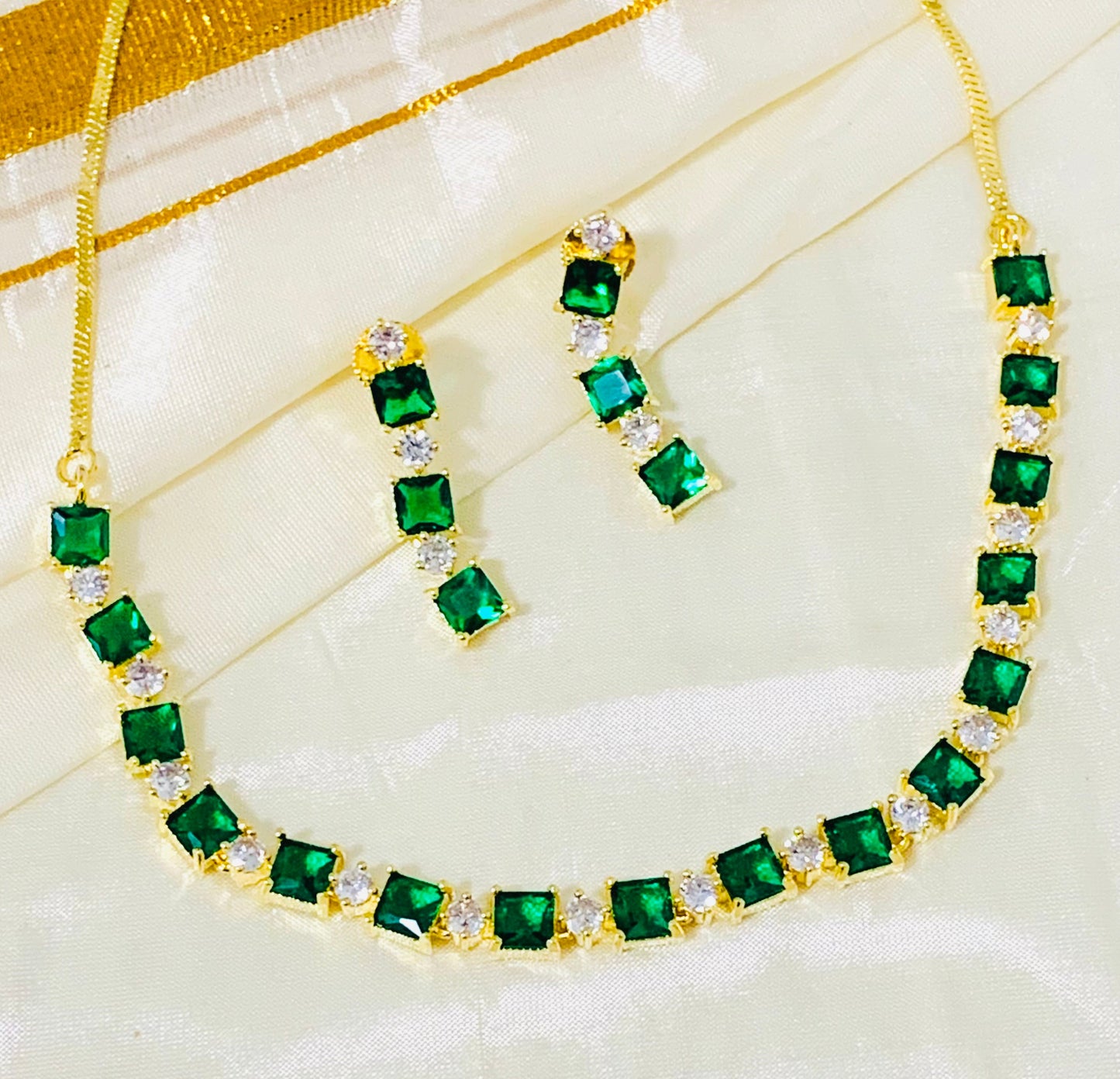 Vibrant color Stone Necklace and Earring Set