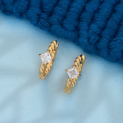 Chic Gold-Toned Pave Hoop Earrings