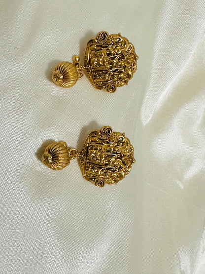 Antique Gold Necklace Set - Temple Style Rama, Lakshmana and Seeta Pendant