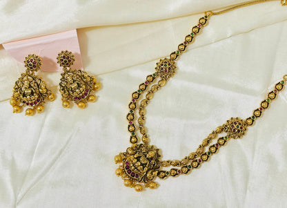 Exquisite Gold-Toned Layered Necklace and Jhumka Earring Set
