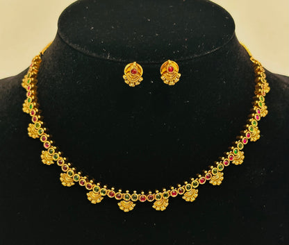 Antique Gold Choker Necklace and Earrings
