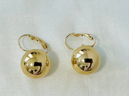 Classic Gold Dome Leverback Earrings