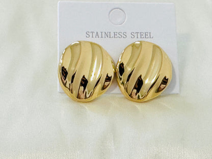 Polished Gold-Toned Sculptural Stud Earrings