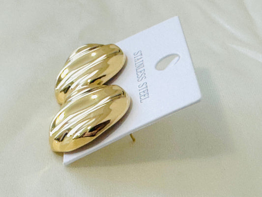Polished Gold-Toned Sculptural Stud Earrings