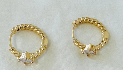 Chic Gold-Toned Pave Hoop Earrings