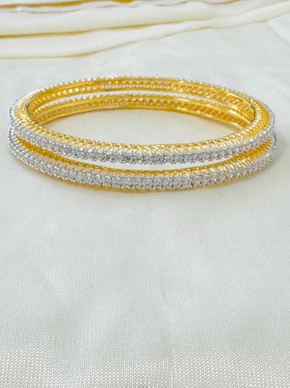 Sparkling  2 Tone Delicate Bangles (Set of 2)