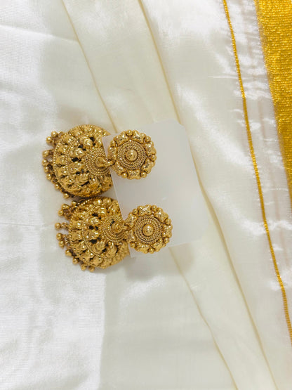 Classic Gold-Toned Traditional Jhumka Earrings