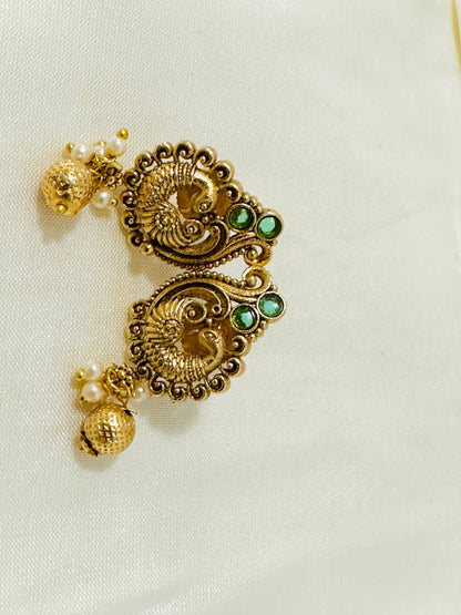 Exquisite Traditional Gold-Toned Peacock Stud Earrings