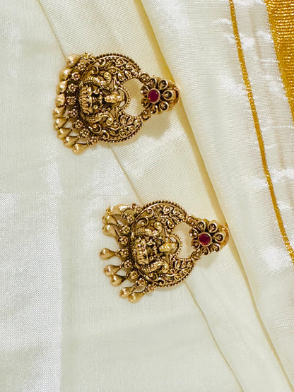 Magnificent Traditional Gold-Toned Lakshmi Temple Jhumkas