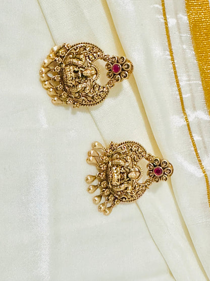 Magnificent Traditional Gold-Toned Lakshmi Temple Jhumkas