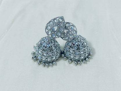 Stunning Silver-Toned Jhumka Earrings